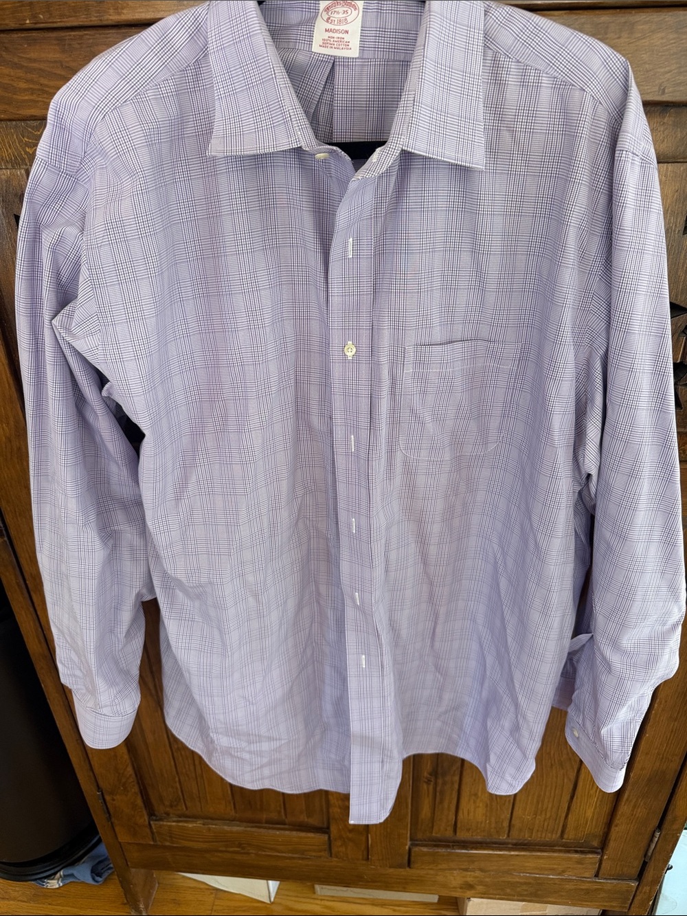 Brooks Brothers Lavender Plaid Long-Sleeve Dress Shirt